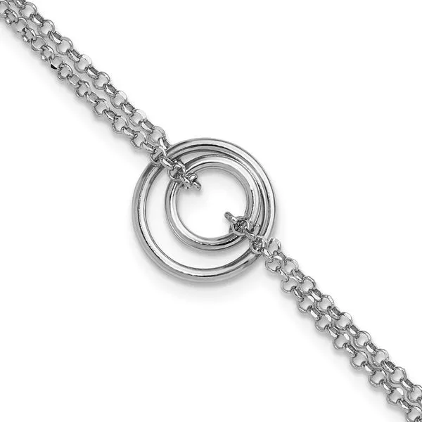 Leslie's Sterling Silver Rh-pl Polished 2-Strand Circle w/1.5in ext. Bracel Jewelry Design Studio Jensen Beach, FL