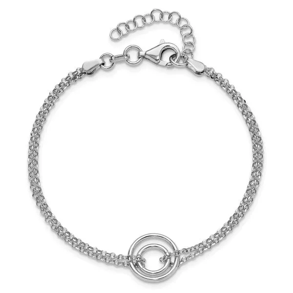 Leslie's Sterling Silver Rh-pl Polished 2-Strand Circle w/1.5in ext. Bracel Image 4 Jewelry Design Studio Jensen Beach, FL