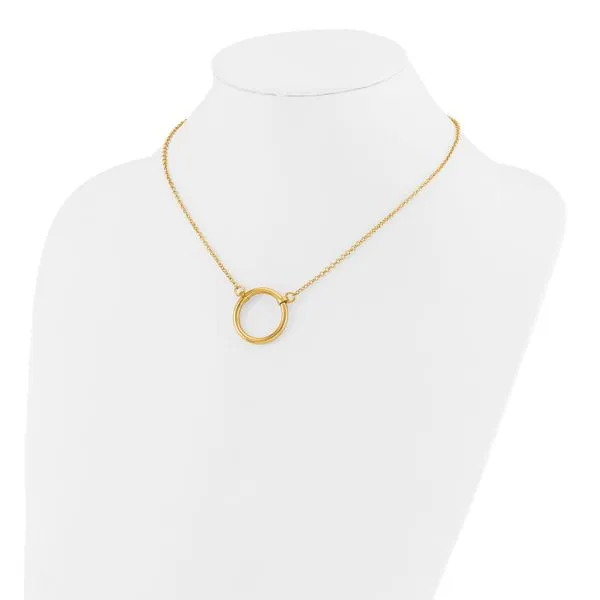 Leslie's Sterling Silver Gold-tone Polished Circle w/ 2in ext. Necklace Image 3 Leslie E. Sandler Fine Jewelry and Gemstones rockville , MD