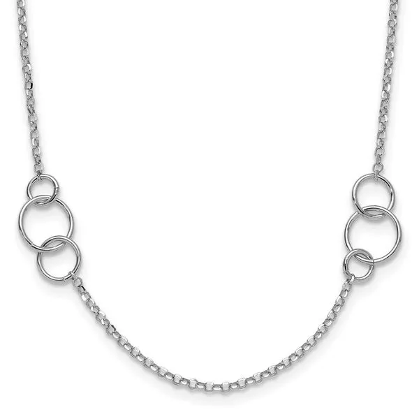 Leslie's Sterling Silver Rh-plated Polished Circle with 1in ext. Necklace Diny's Jewelers Middleton, WI