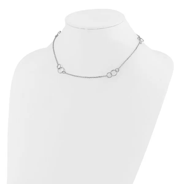 Leslie's Sterling Silver Rh-plated Polished Circle with 1in ext. Necklace Image 3 Leslie E. Sandler Fine Jewelry and Gemstones rockville , MD