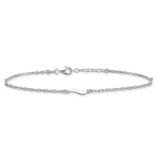 Leslie's Sterling Silver Rh-pl Polished Paperclip Link 9in Plus 1in ext. An Image 3 Johnson Jewellers Lindsay, ON