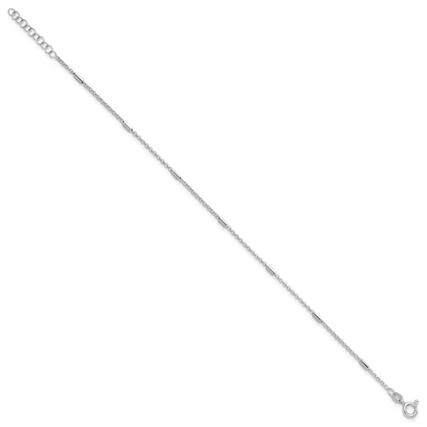 Leslie's Sterling Silver Rh-plate Polished Bars/Chain 9in Plus 1in ext. Ank Image 2 Spencer's Jewelers Athens, GA