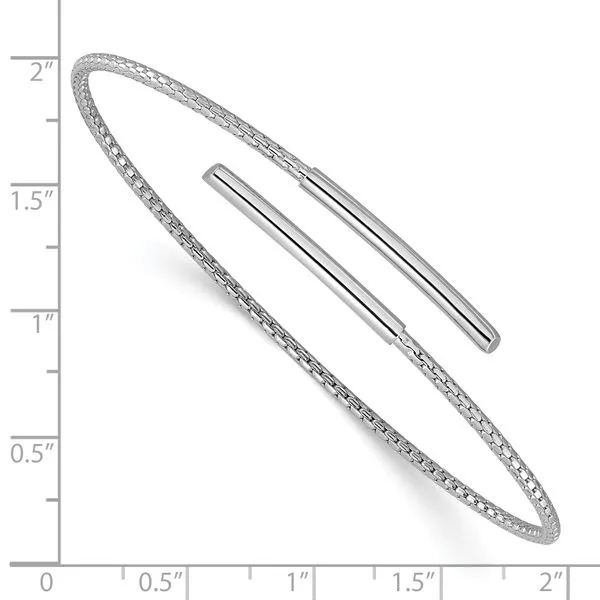 Sterling Silver Rhodium-plated Polished Bypass Cuff Bangle Image 3 Trenton Jewelers Ltd. Trenton, MI