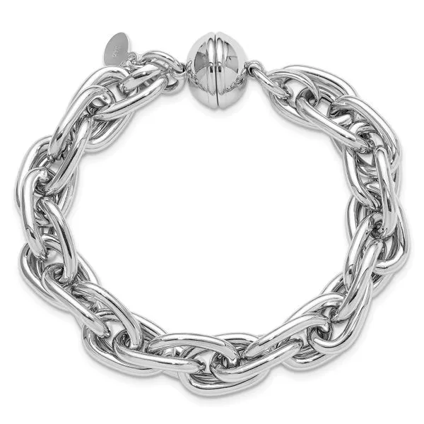 Leslie's Sterling Silver Rhodium-plated 7.5in Link Bracelet Image 4 Albert's Jewelers Kingsland, GA