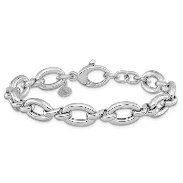Leslie's Sterling Silver RH-plated Polished Fancy Link w/.25in ext. Bracele Image 3 Ask Design Jewelers Olean, NY