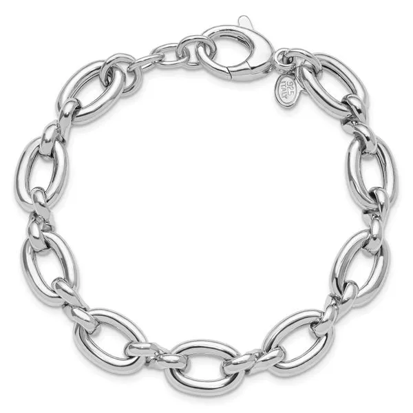 Leslie's Sterling Silver RH-plated Polished Fancy Link w/.25in ext. Bracele Image 4 Ask Design Jewelers Olean, NY