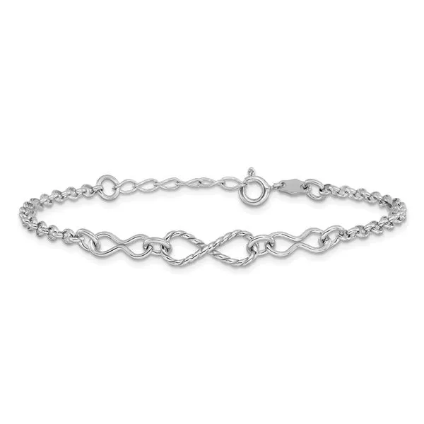 Leslie's Sterling Silver Rhodium-plated Twisted Infinity w/1in ext. Bracele Image 3 Spath Jewelers Bartow, FL