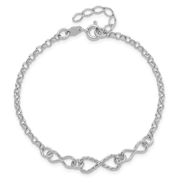Leslie's Sterling Silver Rhodium-plated Twisted Infinity w/1in ext. Bracele Image 4 Spath Jewelers Bartow, FL