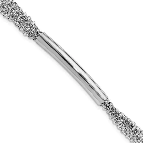 Leslie's Sterling Silver Rhodium-plated Multi-strand Bar w/1in ext. Bracele Valentine's Fine Jewelry Dallas, PA