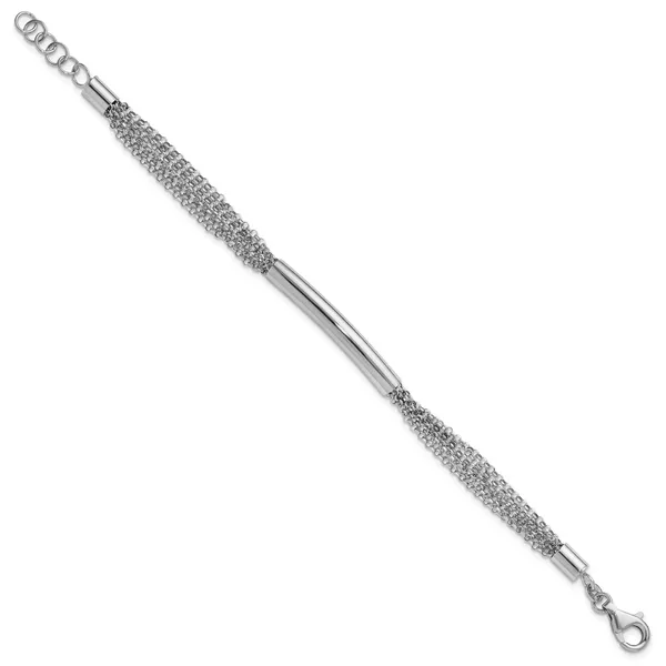 Leslie's Sterling Silver Rhodium-plated Multi-strand Bar w/1in ext. Bracele Image 2 Tidwells of Greenwood Greenwood, SC