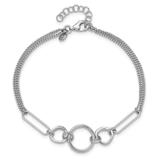 Leslie's Sterling Silver Rhod-plated 2-Strand with 1in ext. Fancy Bracelet Image 4 Valentine's Fine Jewelry Dallas, PA