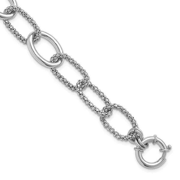 Leslie's Sterling Silver Rhodium-plated Fancy Link with 1.5in ext. Bracelet Jewelry Design Studio Jensen Beach, FL