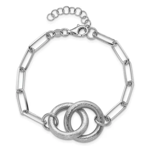 Leslie's Sterling Silver Rhod-plated Fancy Link with 1.25in ext. Bracelet Image 4 Trenton Jewelers Ltd. Trenton, MI