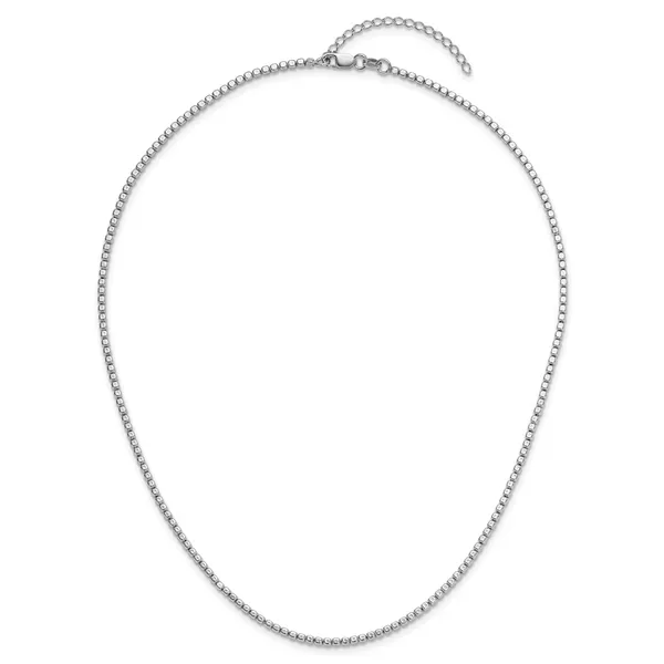 Leslie's Sterling Silver Rhodium-plated Beaded with 2in ext. Necklace Image 4 Jewelry Design Studio Jensen Beach, FL