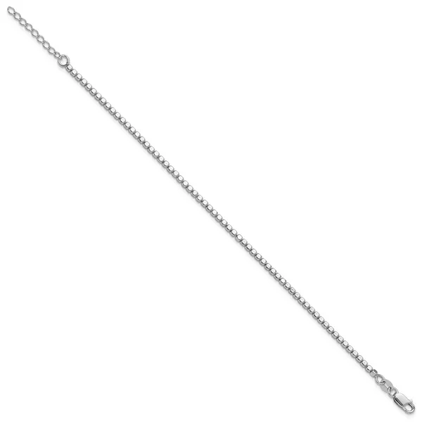 Leslie's Sterling Silver Rhodium-plated Beaded with 1in ext. Bracelet Image 2 Leslie E. Sandler Fine Jewelry and Gemstones rockville , MD