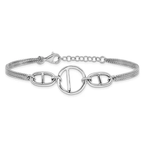 Leslie's SS Rh-plated Polished 2-strand w/Link Accent w/1in ext. Bracelet Image 3 Ask Design Jewelers Olean, NY