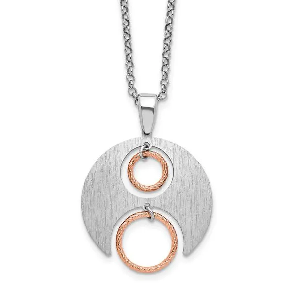 Leslie's Sterling Silver Rh/Rose gold-plat Polish/Brushed w/1in ext. Neckla Johnson Jewellers Lindsay, ON