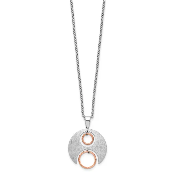 Leslie's Sterling Silver Rh/Rose gold-plat Polish/Brushed w/1in ext. Neckla Image 2 Johnson Jewellers Lindsay, ON