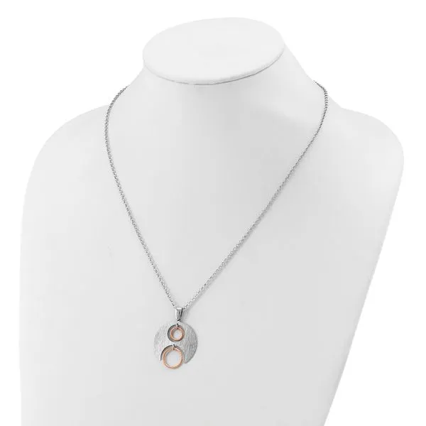 Leslie's Sterling Silver Rh/Rose gold-plat Polish/Brushed w/1in ext. Neckla Image 3 Johnson Jewellers Lindsay, ON