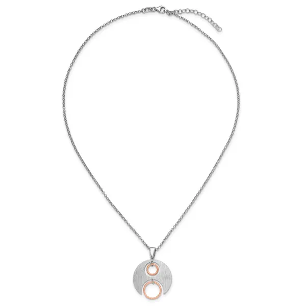 Leslie's Sterling Silver Rh/Rose gold-plat Polish/Brushed w/1in ext. Neckla Image 4 Arlene's Fine Jewelry Vidalia, GA