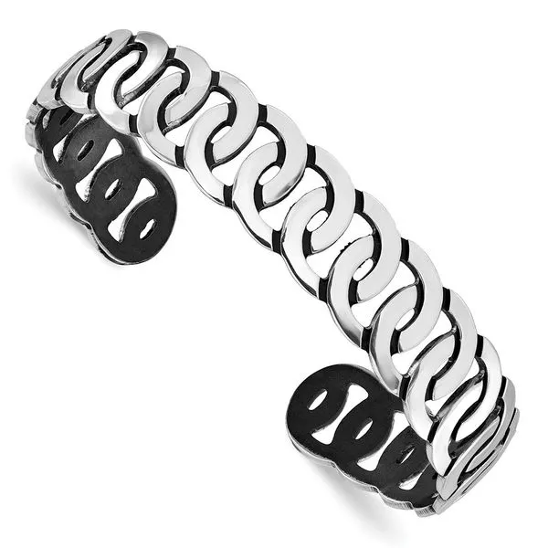 Leslie's Sterling Silver Rh-plated Antiqued Burnished Polished Cuff Bangle Delfine's Jewelry Charleston, WV
