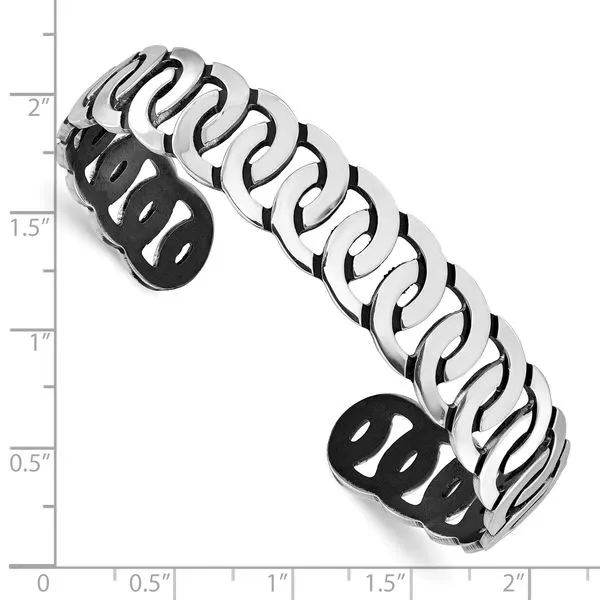 Leslie's Sterling Silver Rh-plated Antiqued Burnished Polished Cuff Bangle Image 3 Albert's Jewelers Kingsland, GA