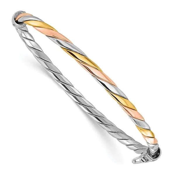 Leslie's Sterling Silver Rh-plated w/Gold and Rose-tone Hinged Bangle Spath Jewelers Bartow, FL