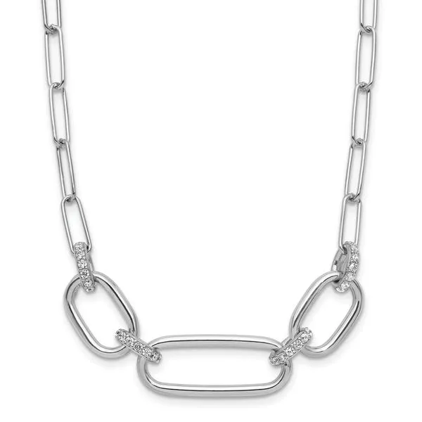 Leslie's Sterling Silver Rh-plated Polished CZ with 2in ext. Necklace Trenton Jewelers Ltd. Trenton, MI