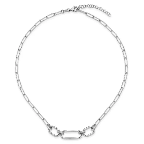 Leslie's Sterling Silver Rh-plated Polished CZ with 2in ext. Necklace Image 4 Trenton Jewelers Ltd. Trenton, MI