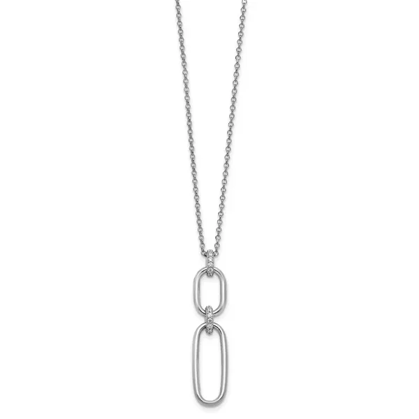Leslie's Sterling Silver Rh-plated Polished CZ with 2in ext. Necklace Image 2 Gaines Jewelry FLINT, MI