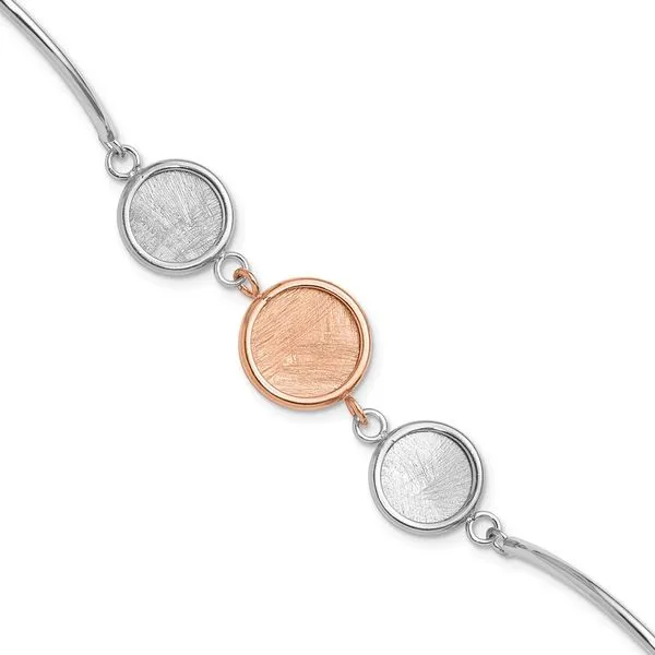 Leslie's SS Rh-plat/Rose-tone Radiant Essence Polished/Scratch Bracelet Spath Jewelers Bartow, FL