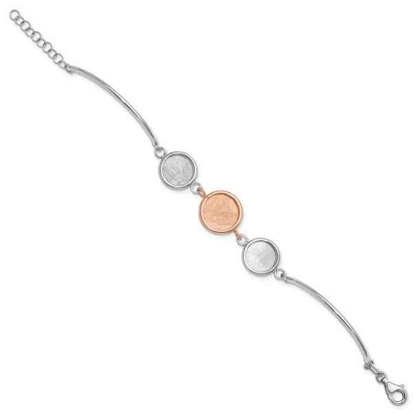 Leslie's SS Rh-plat/Rose-tone Radiant Essence Polished/Scratch Bracelet Image 2 Spath Jewelers Bartow, FL