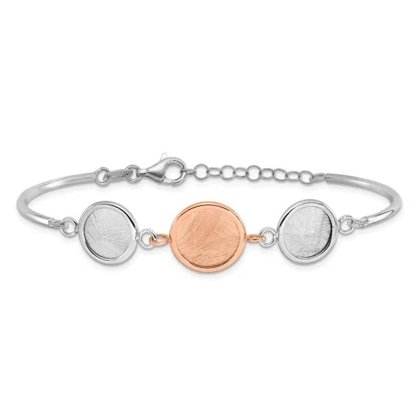 Leslie's SS Rh-plat/Rose-tone Radiant Essence Polished/Scratch Bracelet Image 3 Spath Jewelers Bartow, FL