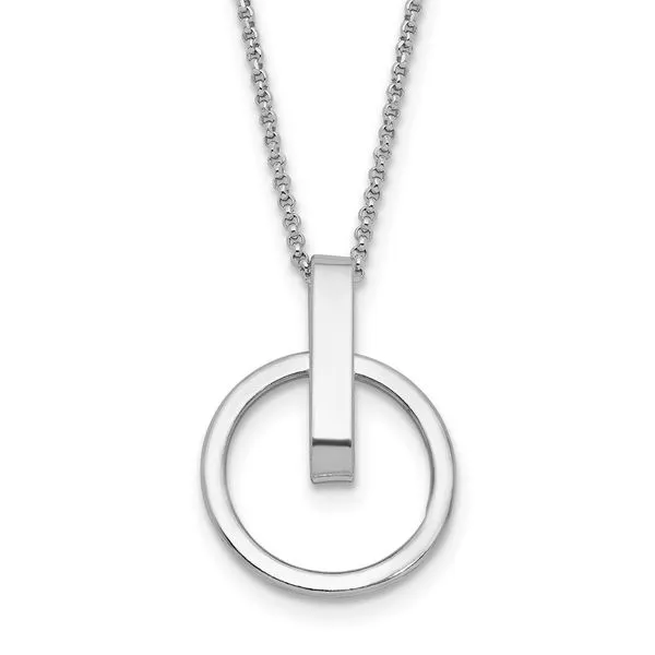 Leslie's Sterling Silver Rh-plat Polished w/2in ext. Circle Pendant Necklac Jewelry Design Studio Jensen Beach, FL
