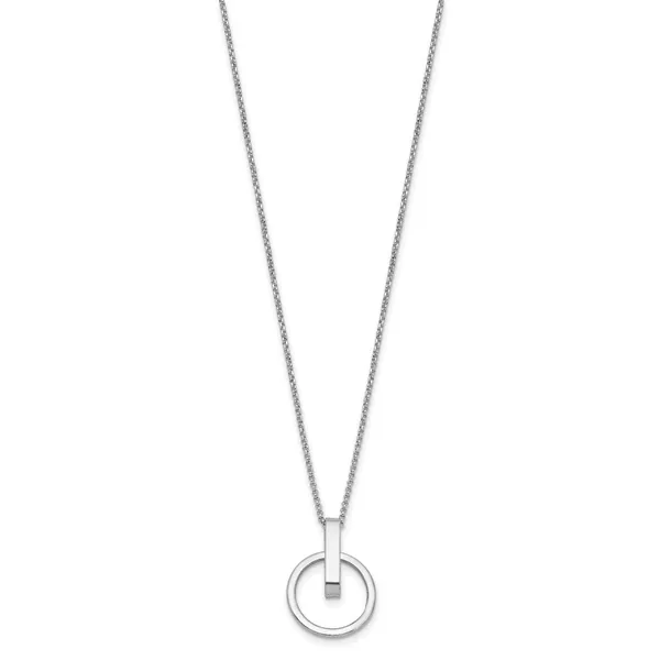 Leslie's Sterling Silver Rh-plat Polished w/2in ext. Circle Pendant Necklac Image 2 Jewelry Design Studio Jensen Beach, FL
