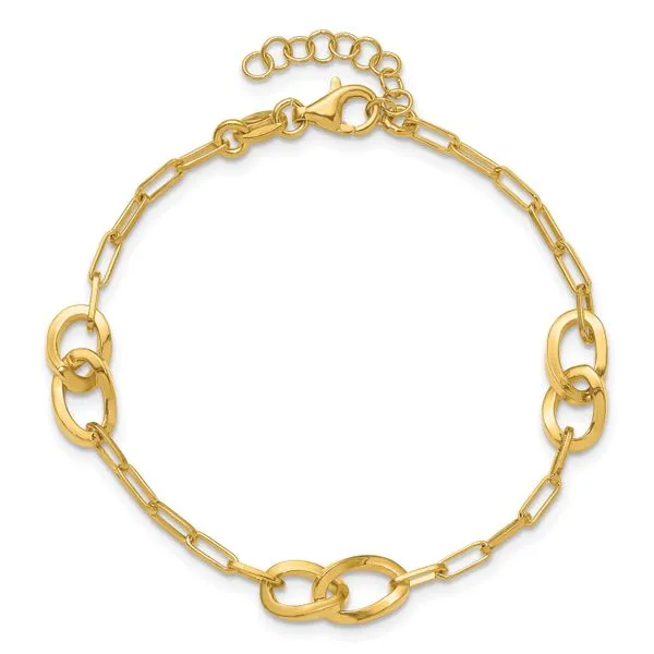 Leslie's Sterling Silver Gold-plated Fancy Link with 1in ext. Bracelet Image 4 Valentine's Fine Jewelry Dallas, PA