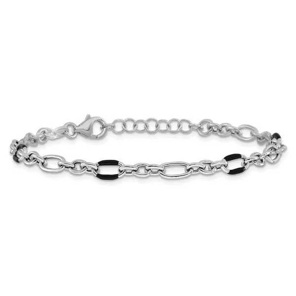 Leslie's Sterling Silver Rhodium-plated with Enamel Link with 1in ext. Brac Image 3 Jewelry Design Studio Jensen Beach, FL
