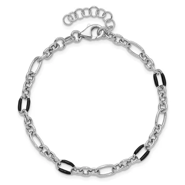 Leslie's Sterling Silver Rhodium-plated with Enamel Link with 1in ext. Brac Image 4 Jewelry Design Studio Jensen Beach, FL