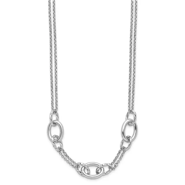 Leslie's Sterling Silver Rhodium-plated Fancy Link with 2in ext. Necklace Image 2 Jewelry Design Studio Jensen Beach, FL
