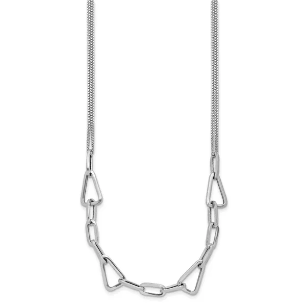 Leslie's Sterling Silver RH-pl Pol. Geometric 2-strand w/2in ext. Necklace Image 2 Delfine's Jewelry Charleston, WV