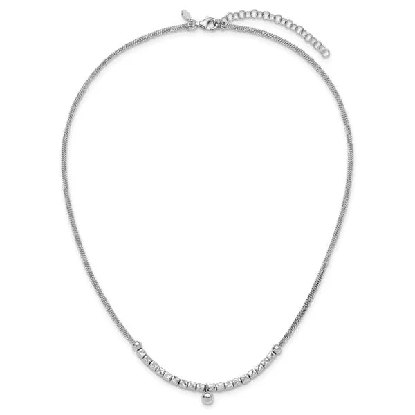 Leslie's Sterling Silver RH-pl Pol. Fancy 2-strand w/2in ext. Necklace Image 4 Grayson & Co. Jewelers Iron Mountain, MI