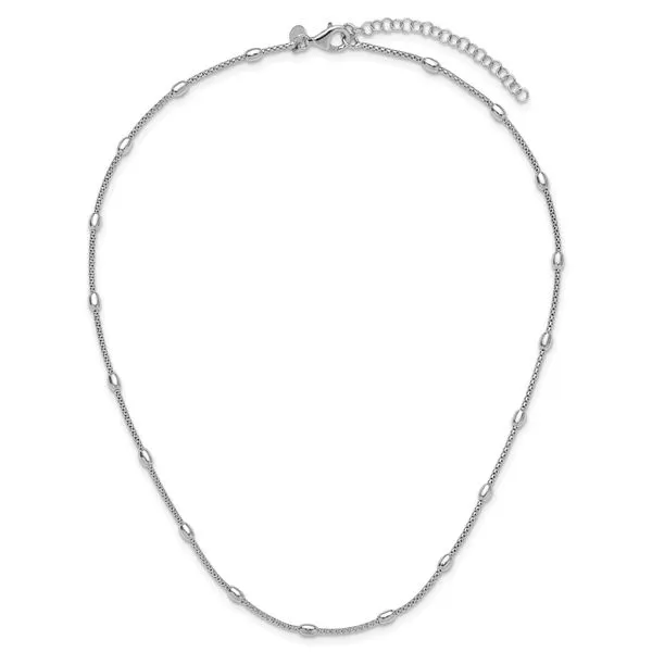 Leslie's Sterling Silver RH-plated Fancy Bead  w/2in ext. Necklace Image 4 Trenton Jewelers Ltd. Trenton, MI