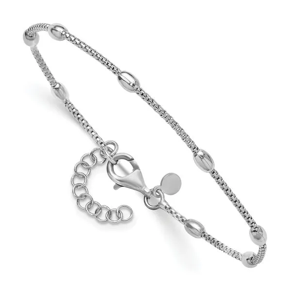 Leslie's Sterling Silver RH-plated Fancy Bead  w/1in ext. Bracelet Image 3 John E. Koller Jewelry Designs owasso, OK