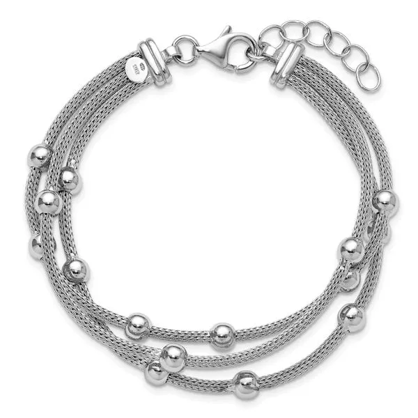 Leslie's SS RH-plated Polished 3-strand Bead w/1in ext. Bracelet Image 4 Grayson & Co. Jewelers Iron Mountain, MI