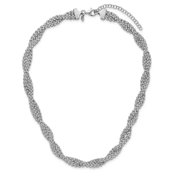 Leslie's SS RH-plated Polish/Texture Braided w/ 2in ext. Necklace Image 4 Atlanta West Jewelry Douglasville, GA