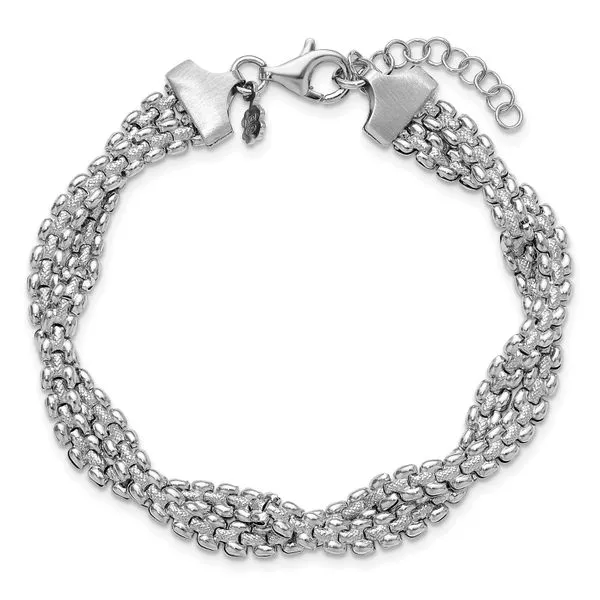 Leslie's SS RH-plated Polish/Texture Braided w/ 1in ext. Bracelet Image 4 Albert's Jewelers Kingsland, GA