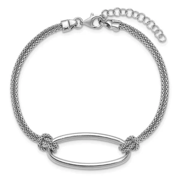 Leslie's SS RH-plat Polish/Dia-cut Oval 2-Strand w/1.25in ext. Bracelet Image 4 Atlanta West Jewelry Douglasville, GA
