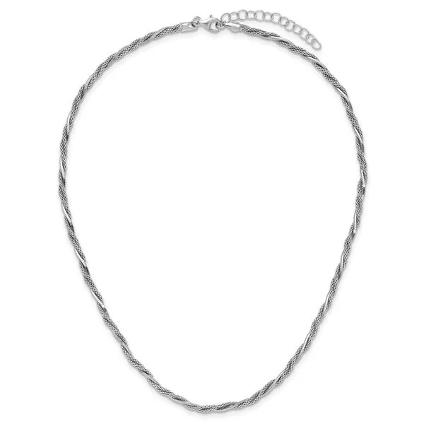 Leslie's SS RH-plated Polish/Texture Braided w/1.5in ext. Necklace Image 4 Grayson & Co. Jewelers Iron Mountain, MI