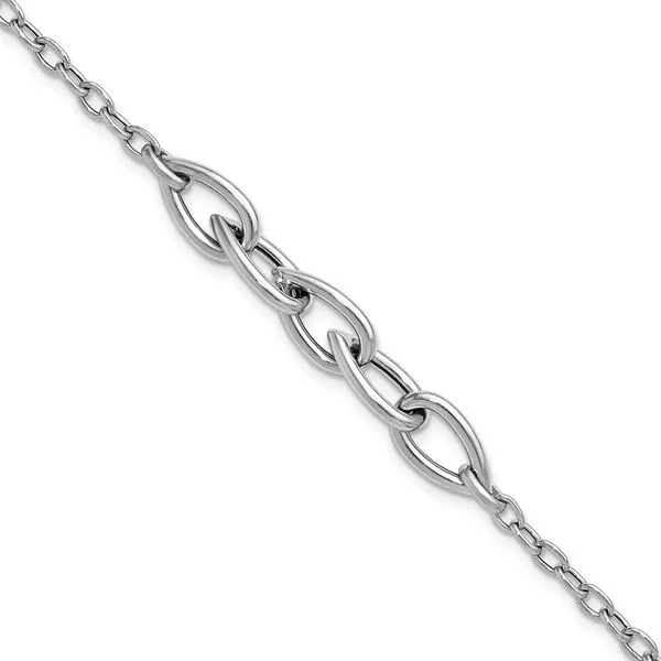 Leslie's Sterling Silver RH-plate Polish Fancy Link w/ 1in ext. Bracelet Thomas A. Davis Jewelers Holland, MI